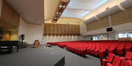 leadcom seating auditorium seating installation Emmanuel Baptist Church
